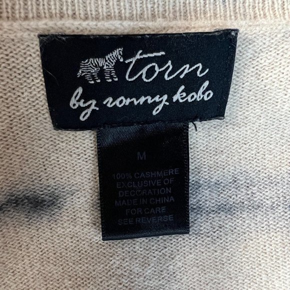 Torn By Ronny Kobo Tunic Sweater M 100% Cashmere Tie Dye Bead Embellishe… - Picture 10 of 12